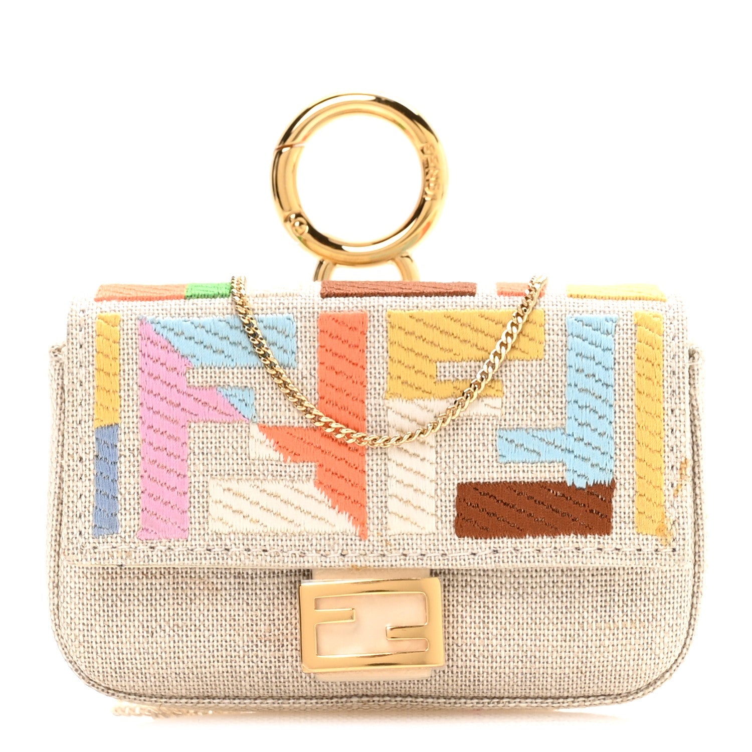 Kuban Canvas FF Embroidered Nano Baguette Charm Grezzo Multicolor