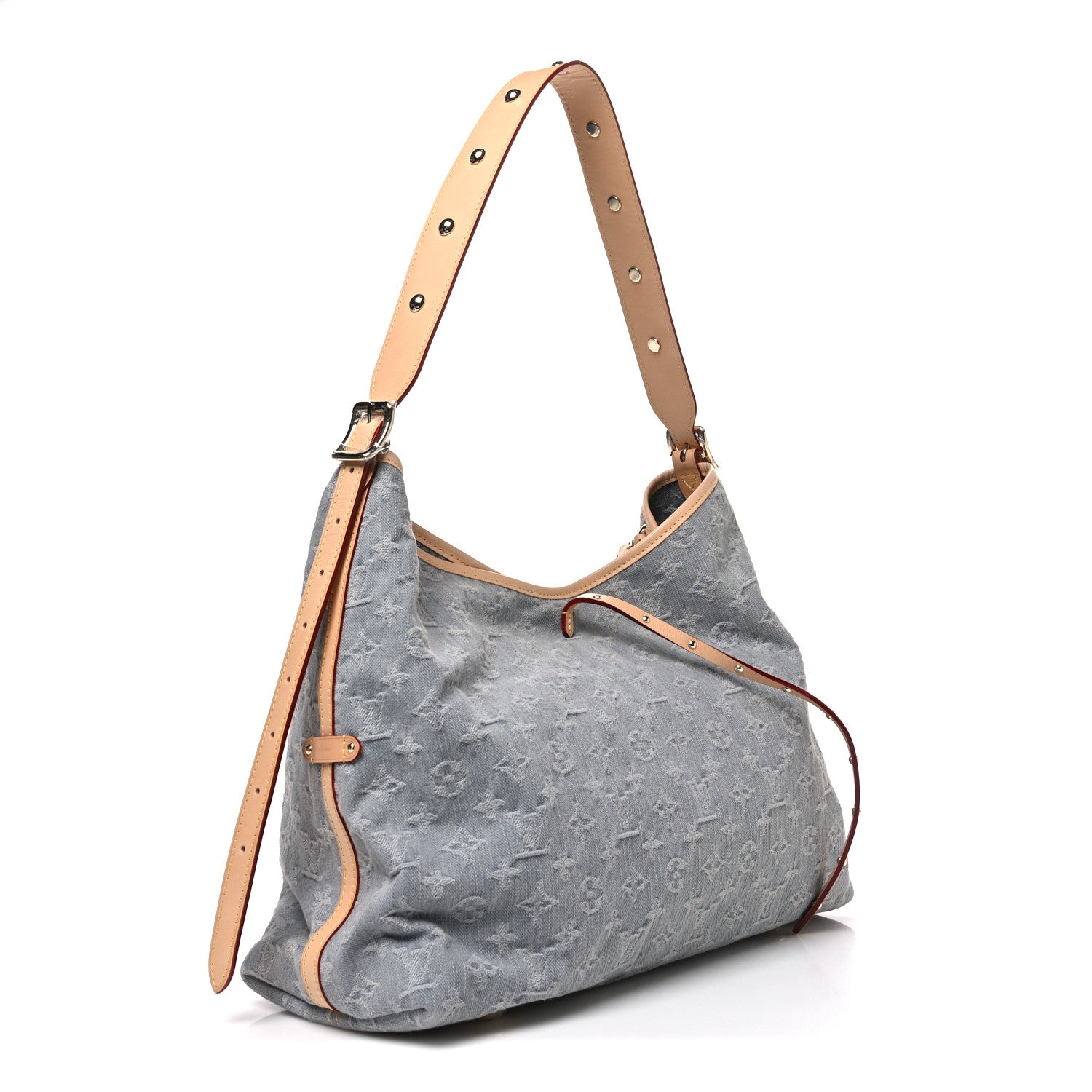 Monogram Denim CarryAll MM Washed Grey