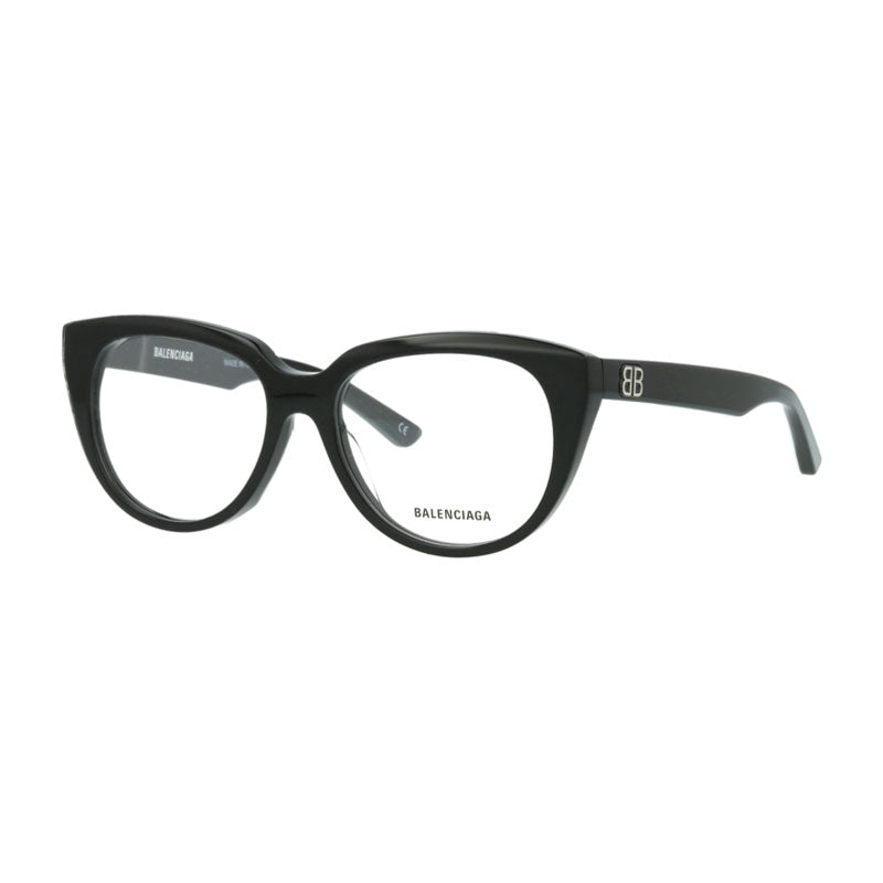 Balenciaga Eyeglasses Oval Full Rim, Black Frame and Clear Demo Lenses Lens BB0131O001