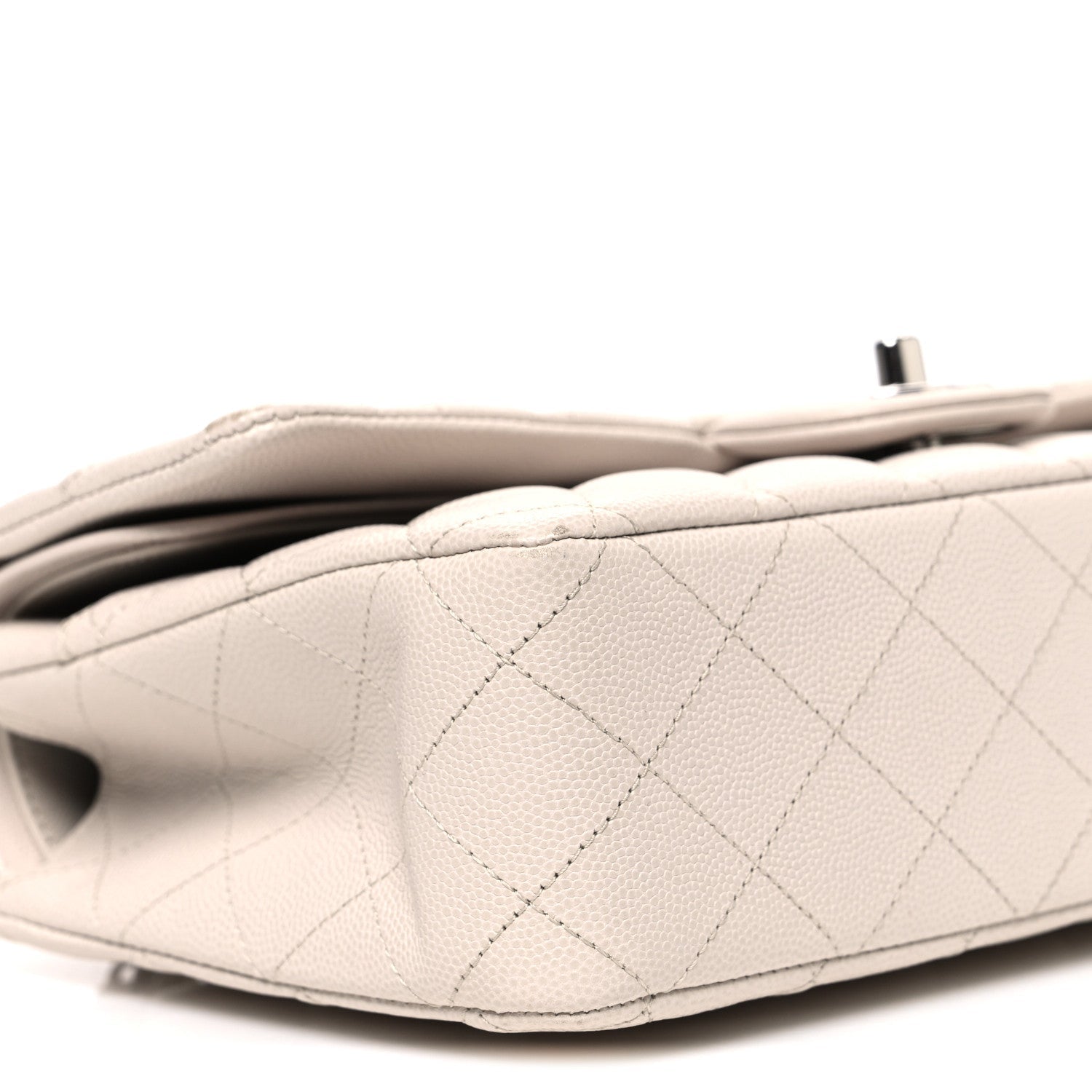 Caviar Quilted Medium Double Flap Ivory