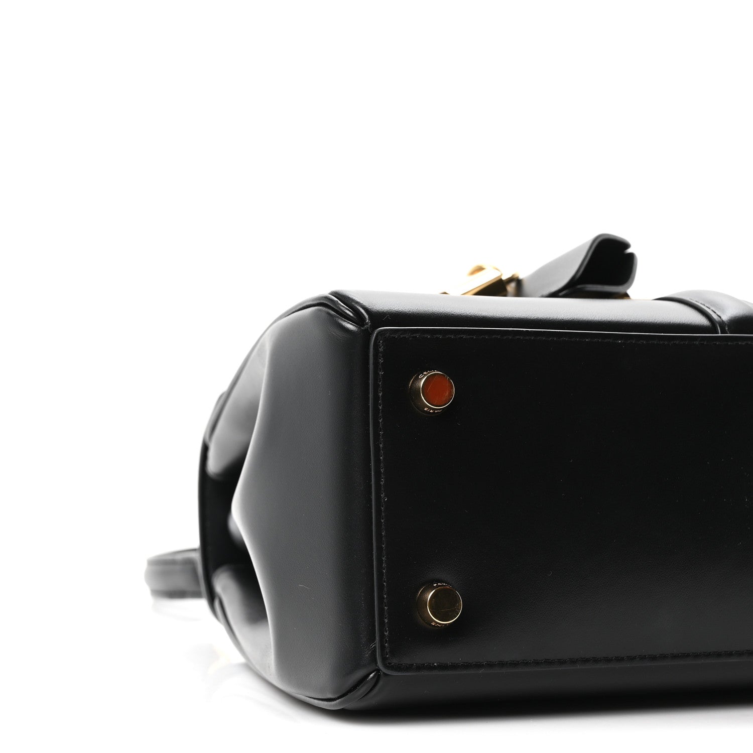 Satinated Calfskin Mini 16 Top Handle Bag Black