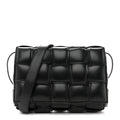 Paper Calfskin Maxi Intreccio Padded Cassette Crossbody Bag Black