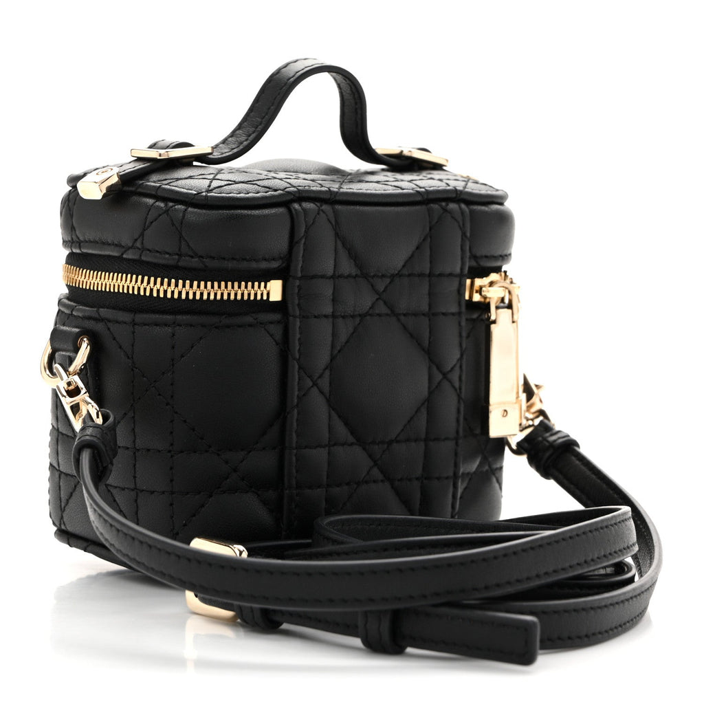 Lambskin Cannage Micro Lady Dior Vanity Case Black