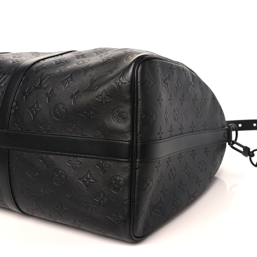 Calfskin Shadow Monogram Keepall Bandouliere 50 Black