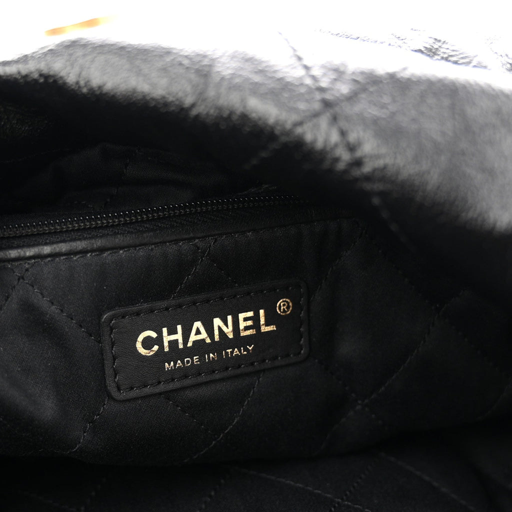 Shiny Calfskin Quilted Small Chanel 22 Black