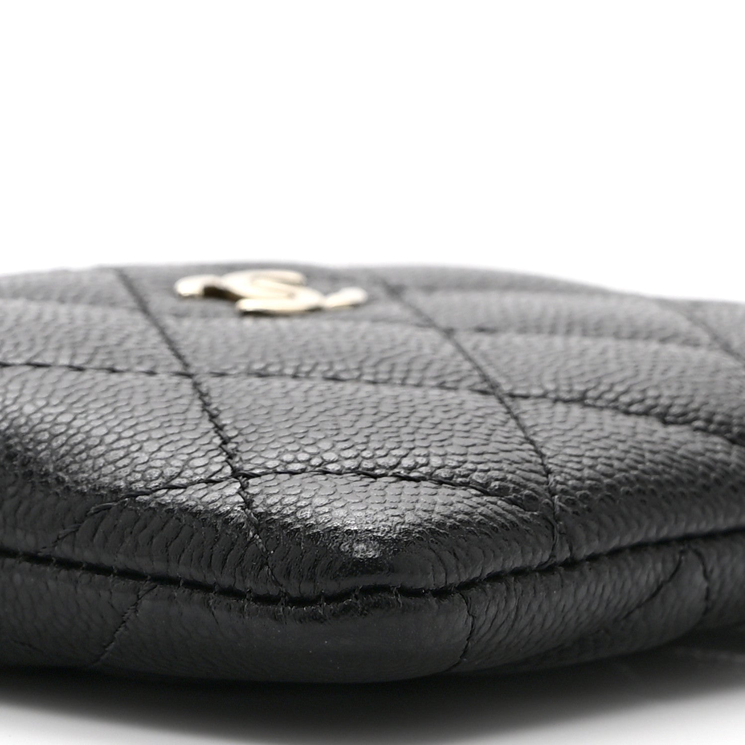 Caviar Quilted Zip Card Holder Wallet Black