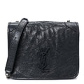 Crinkled Calfskin Matelasse Monogram Niki Chain Wallet Dark Smog