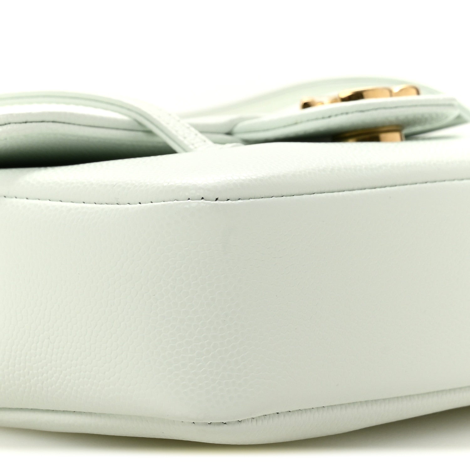 Shiny Caviar Mini Preppy Coco Shoulder Bag Light Blue