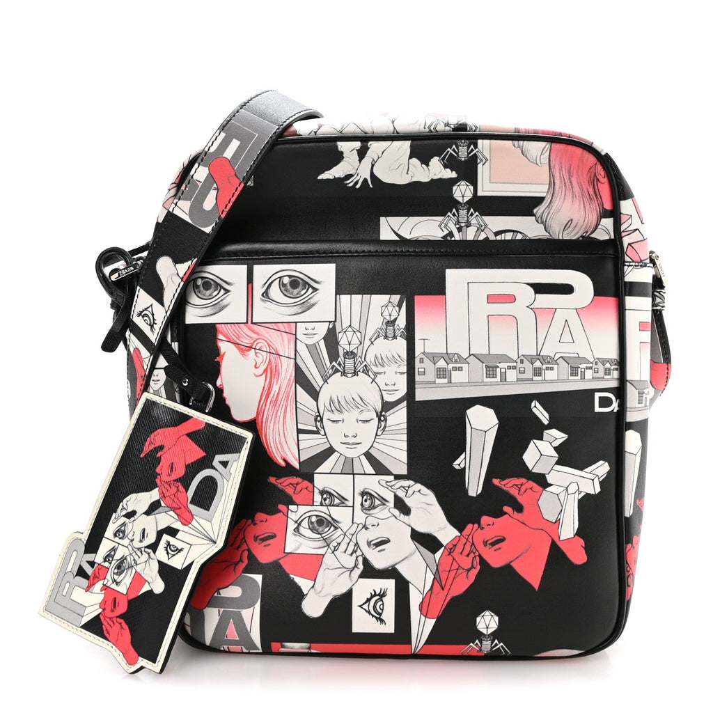 X JAMES JEAN Vitello DNA Flat Messenger Bag Black