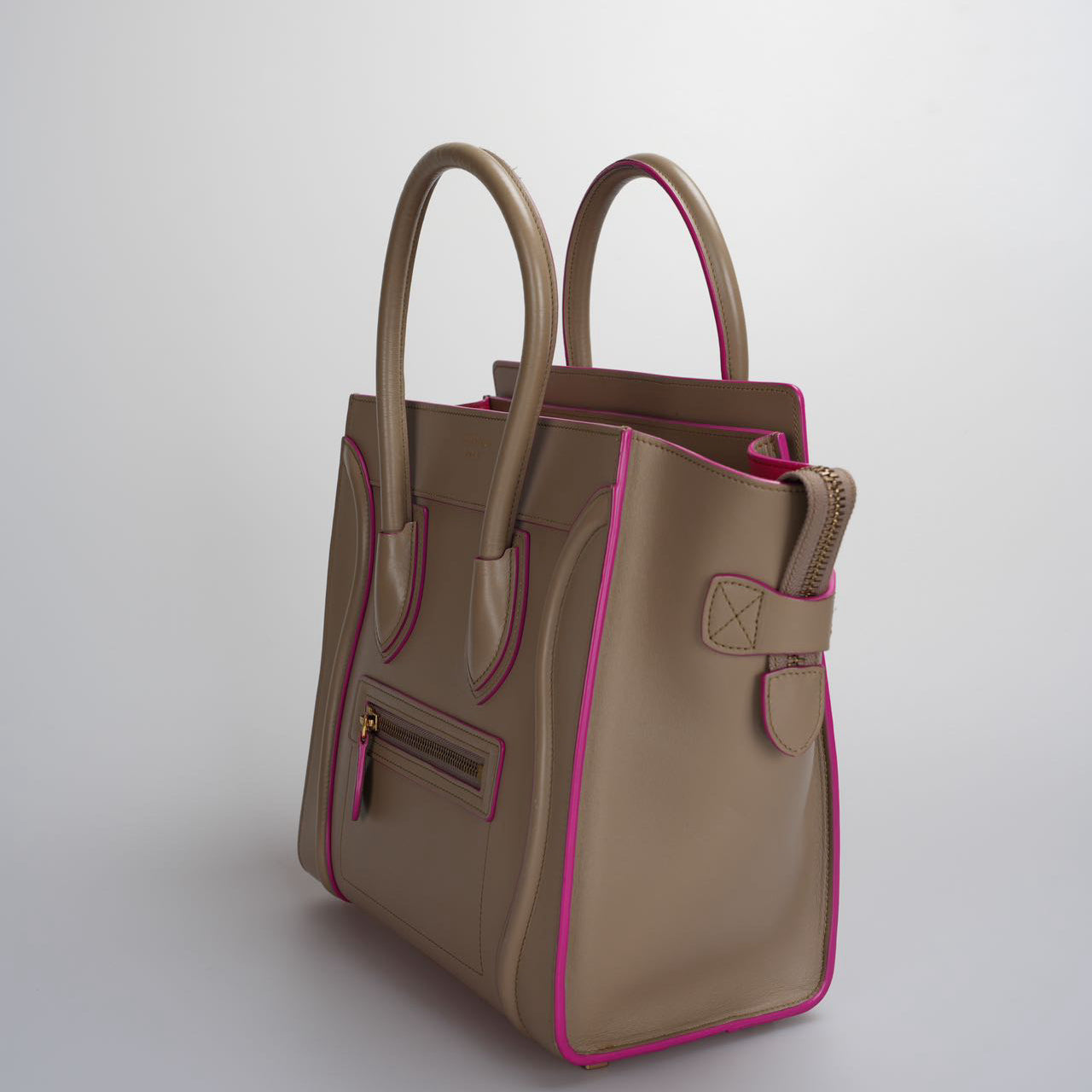 CELINE Calfskin Mini Luggage in Beige