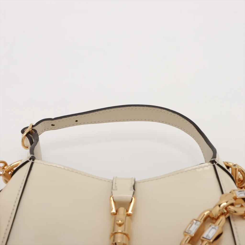 Gucci Jackie 1961 Patent Leather Two-Way Shoulder Bag White