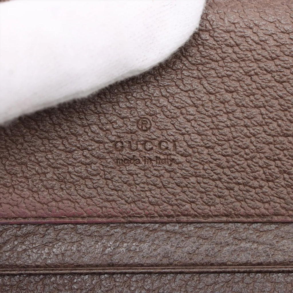 Gucci Ophidia Leather Compact Wallet Beige×Brown