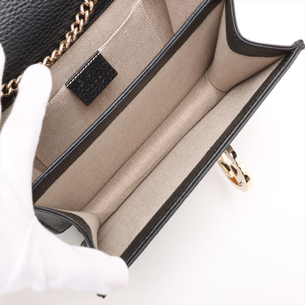 Gucci Interlocking GG Leather Chain Shoulder Bag Black