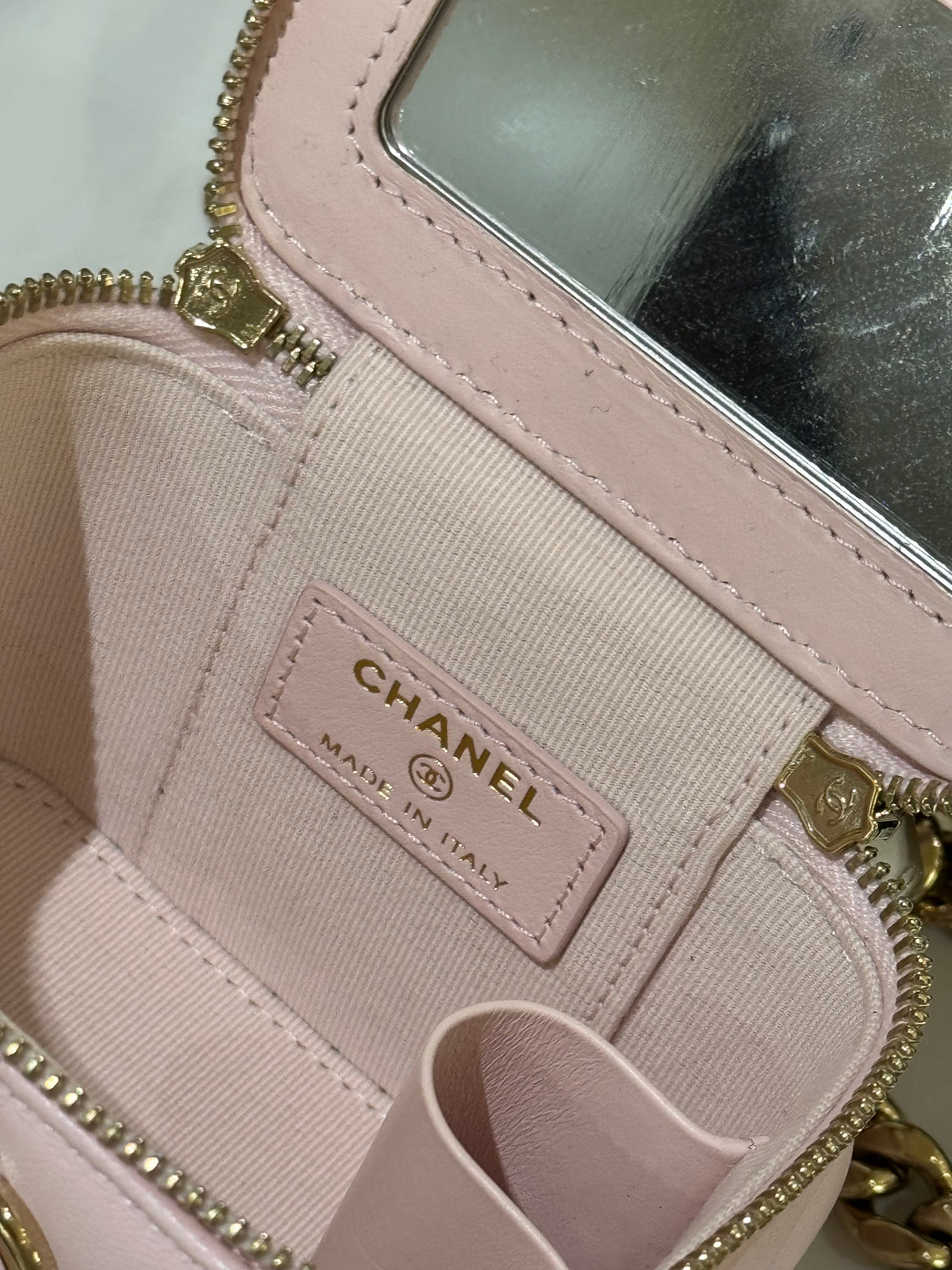 CHANEL BOX BAG PINK LAMBSKIN WITH GOLD CHAIN