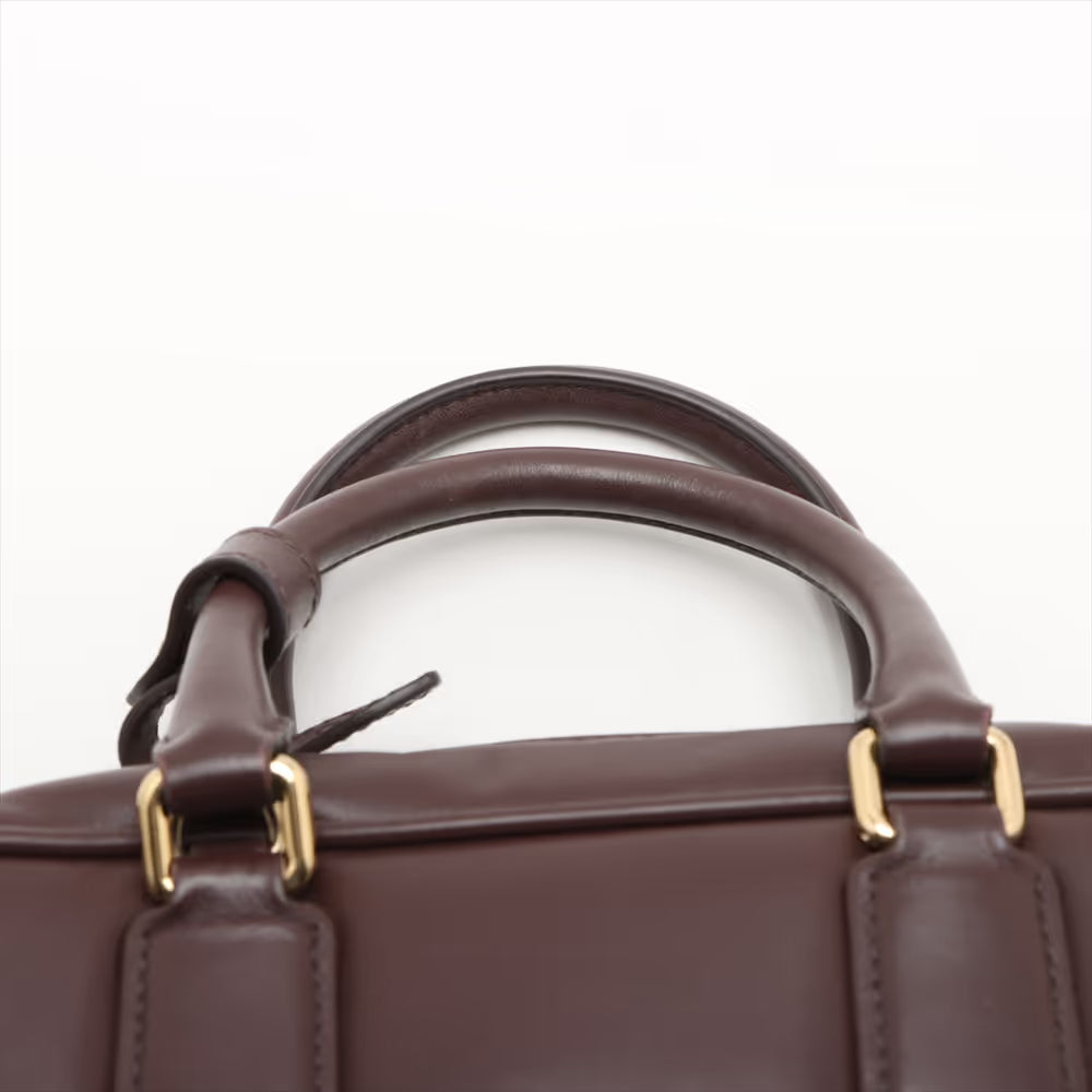 Miu Miu Arkady Leather Two-Way Handbag Brown