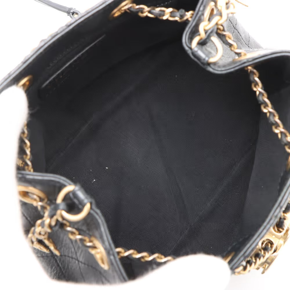 Chanel CC Logo Matelasse Lambskin Chain Shoulder Bag Black