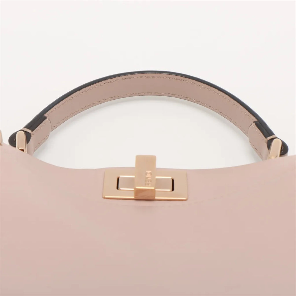 Fendi Mini Peekaboo Leather Studs Two-Way Handbag Pink