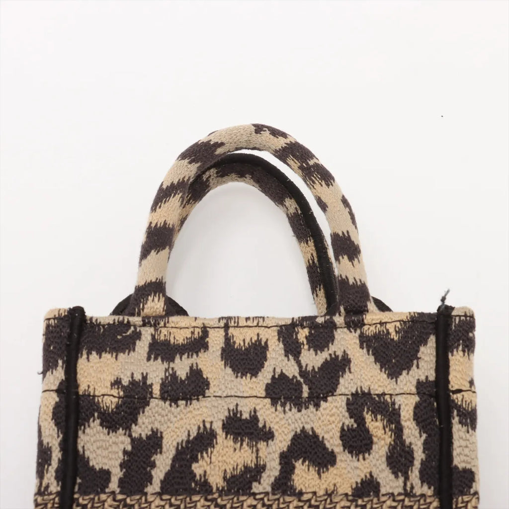 Christian Dior Leopard Vertical Book Tote Canvas Two-Way Handbag