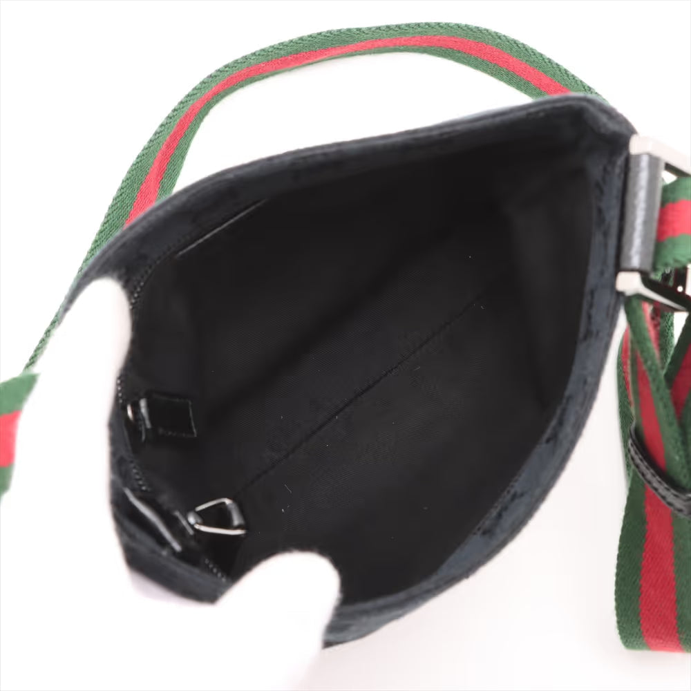 Gucci GG Canvas Leather Shoulder Bag Black