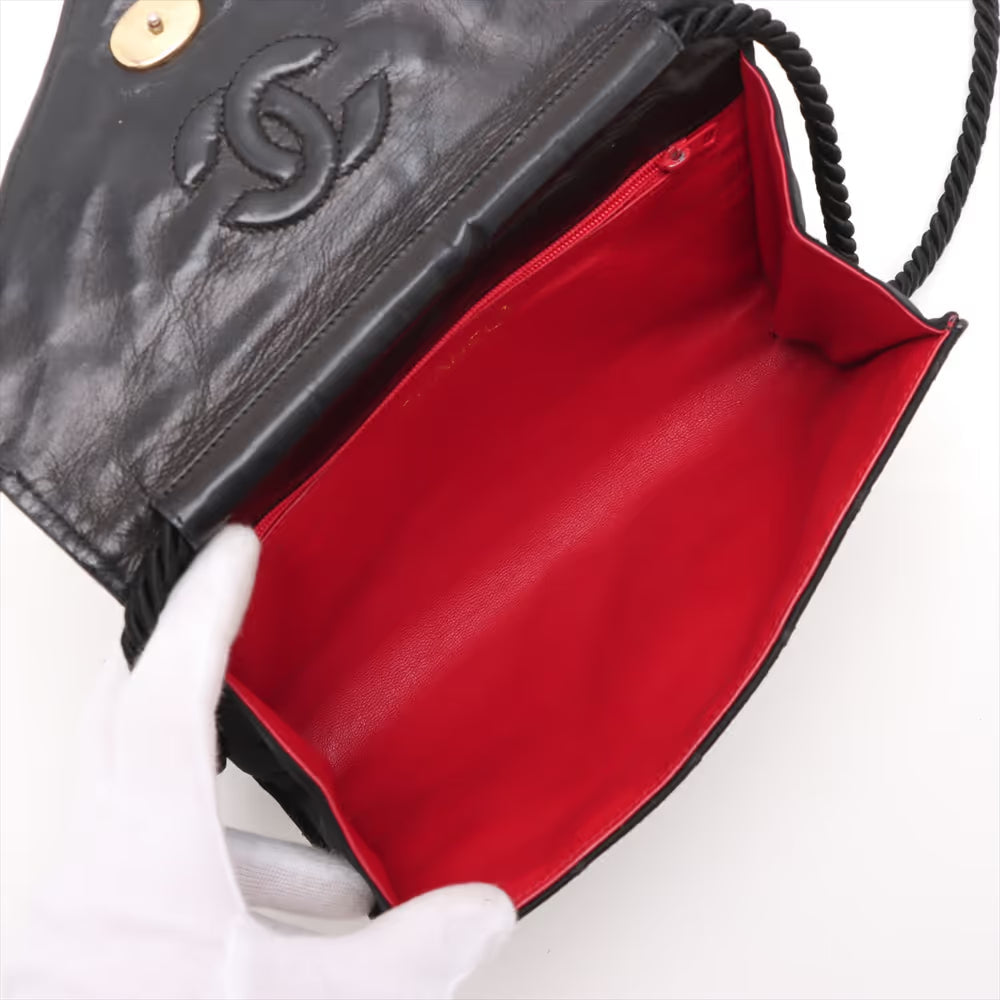 Chanel Matelasse Nylon Rhinestone Shoulder Bag Black