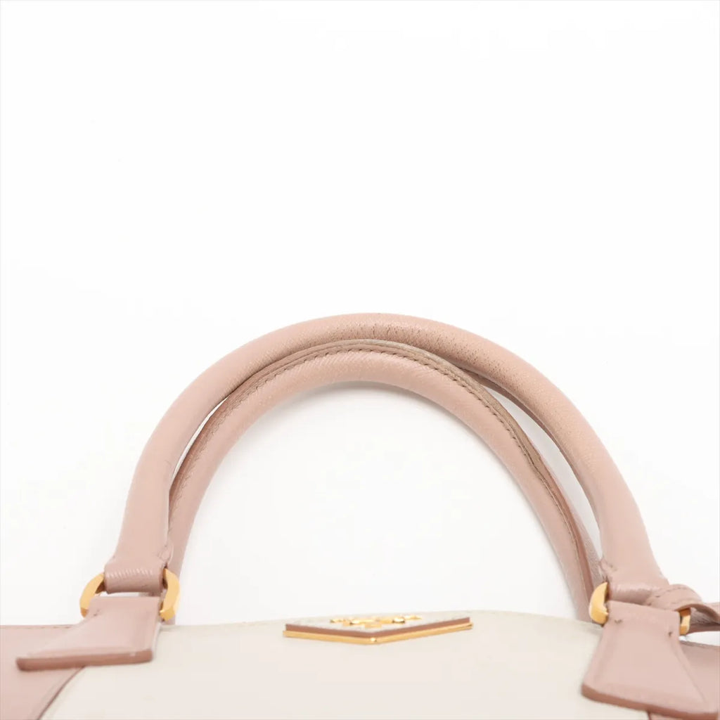 Prada Saffiano Lux Leather Two-tone Handbag Pink x White