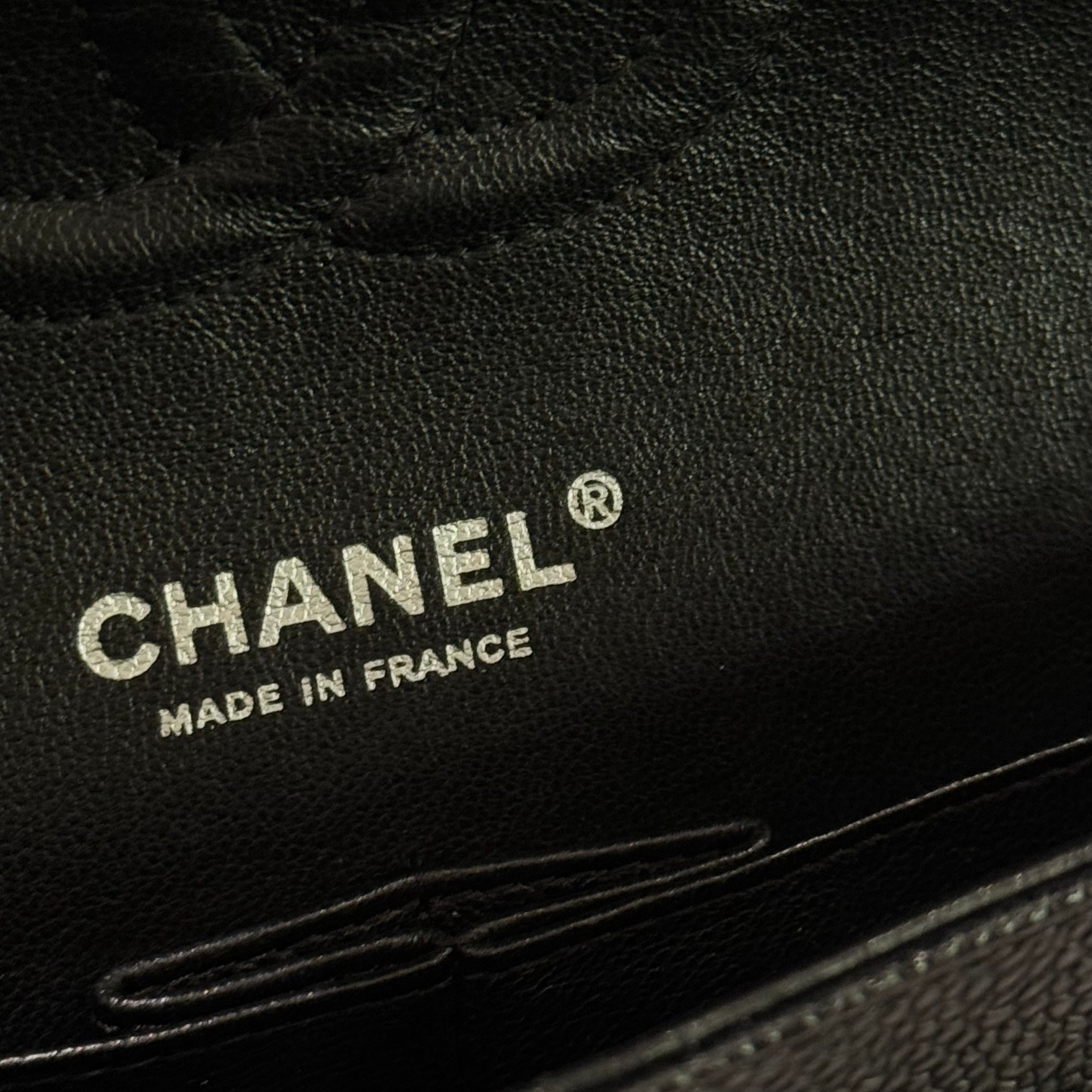 CHANEL CF MEDIUM BLACK CAVIAR LEATHER WITH SILVER HARDWAR