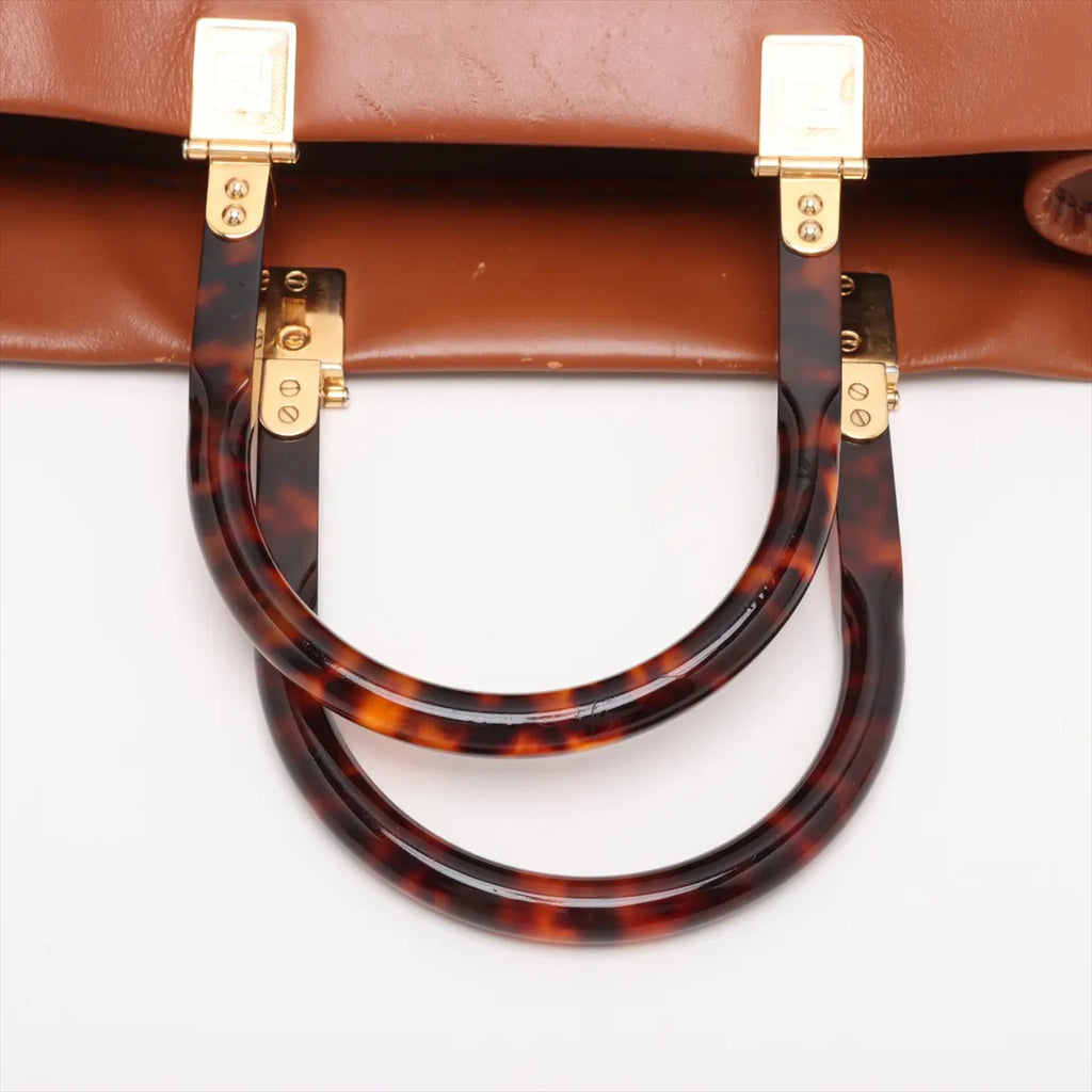 Fendi Sunshine Leather Tote Bag Brown