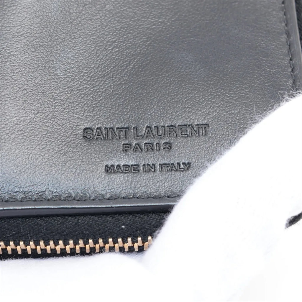 Saint Laurent Johan Leather Compact Wallet Black