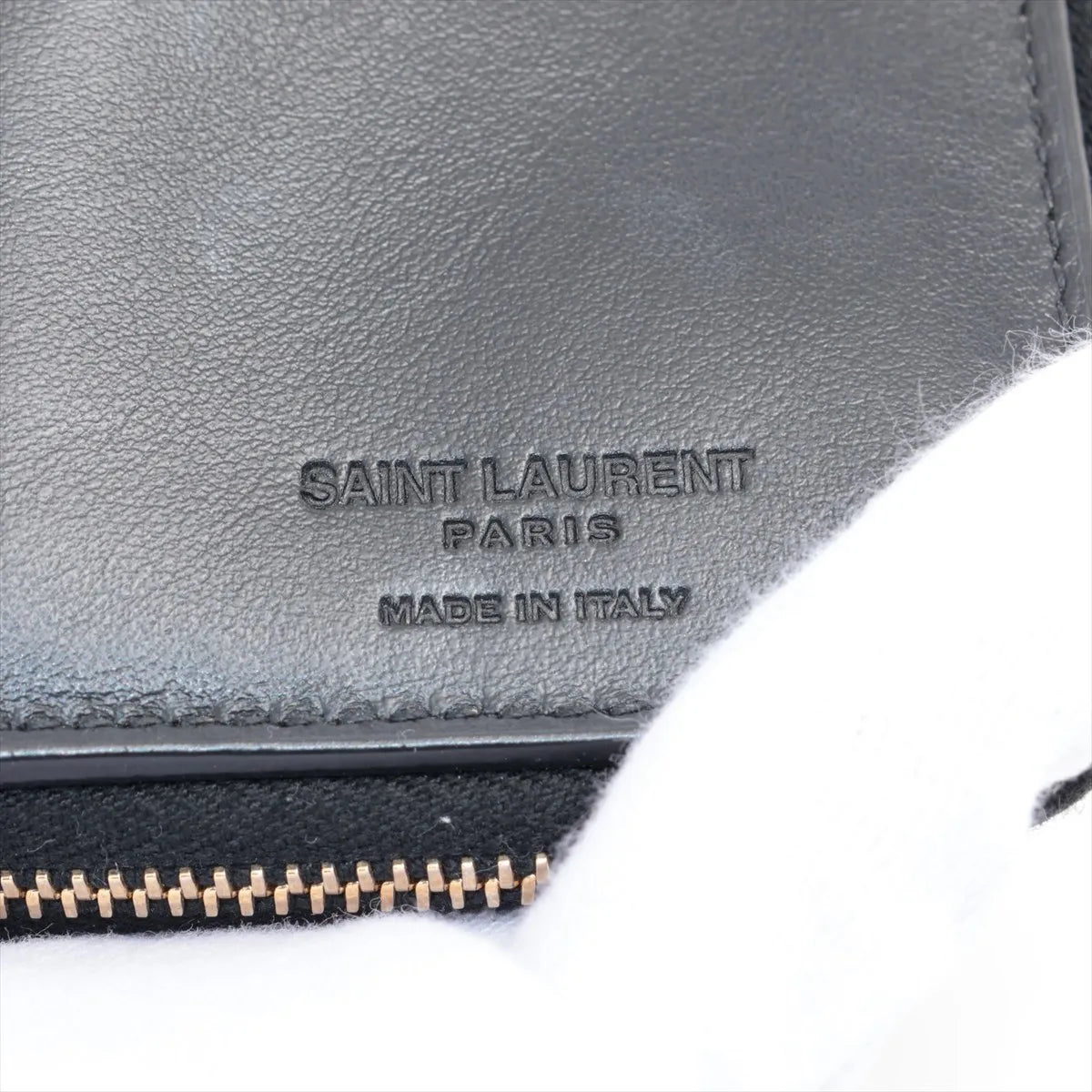 Saint Laurent Johan Leather Compact Wallet Black