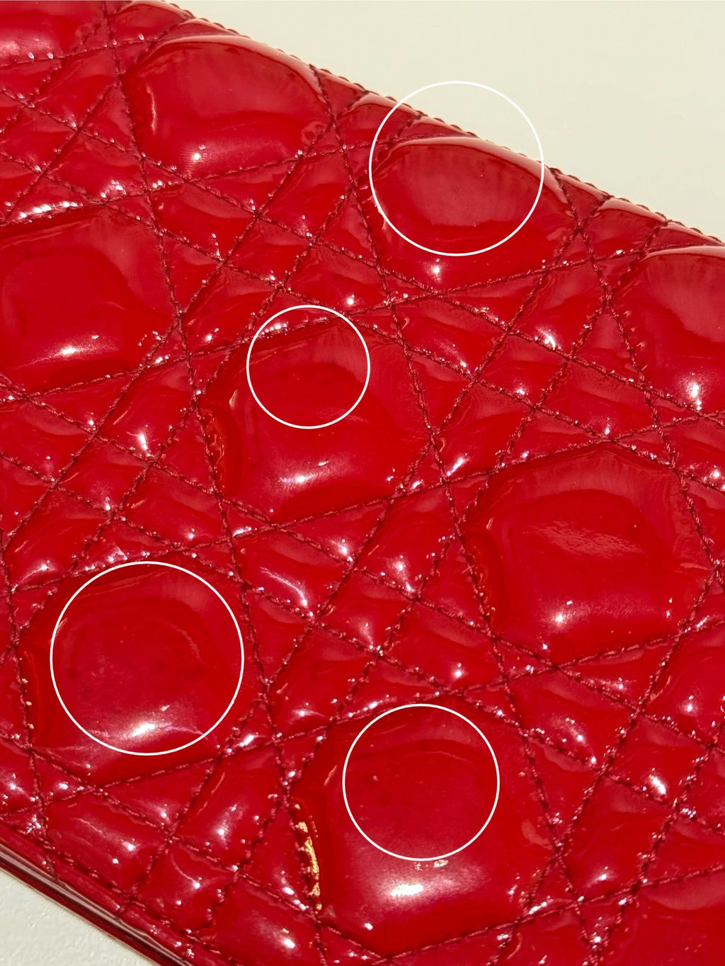DIOR LADY DIOR POUCH RED PATENT LEATHER