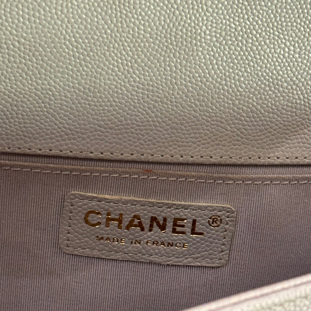CHANEL LEBOY MEDIUM PEARL GREY WITH GOLD HARDWARE