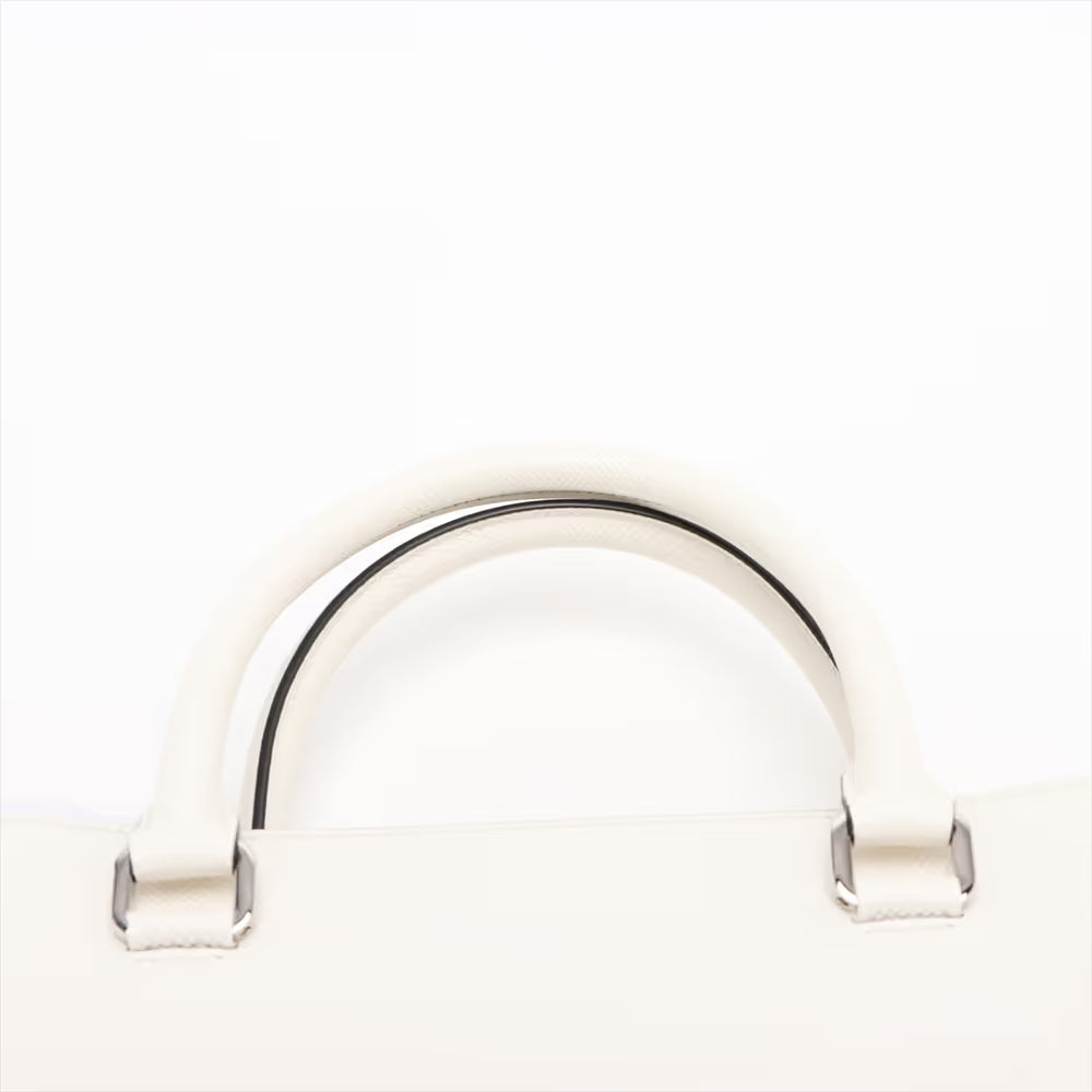 Prada Saffiano Cuir Leather Two-Way Tote Bag White