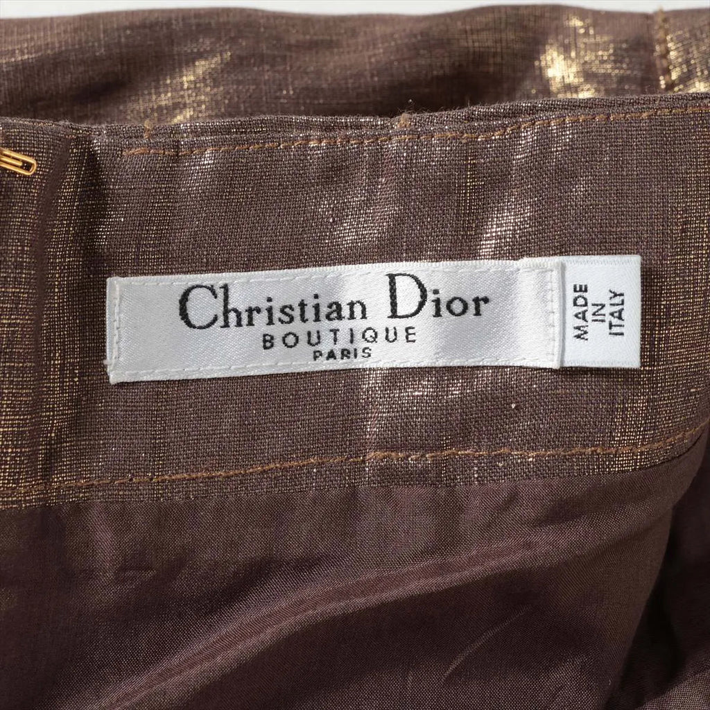 Christian Dior Linen Skirt Brown x Metallic Gold