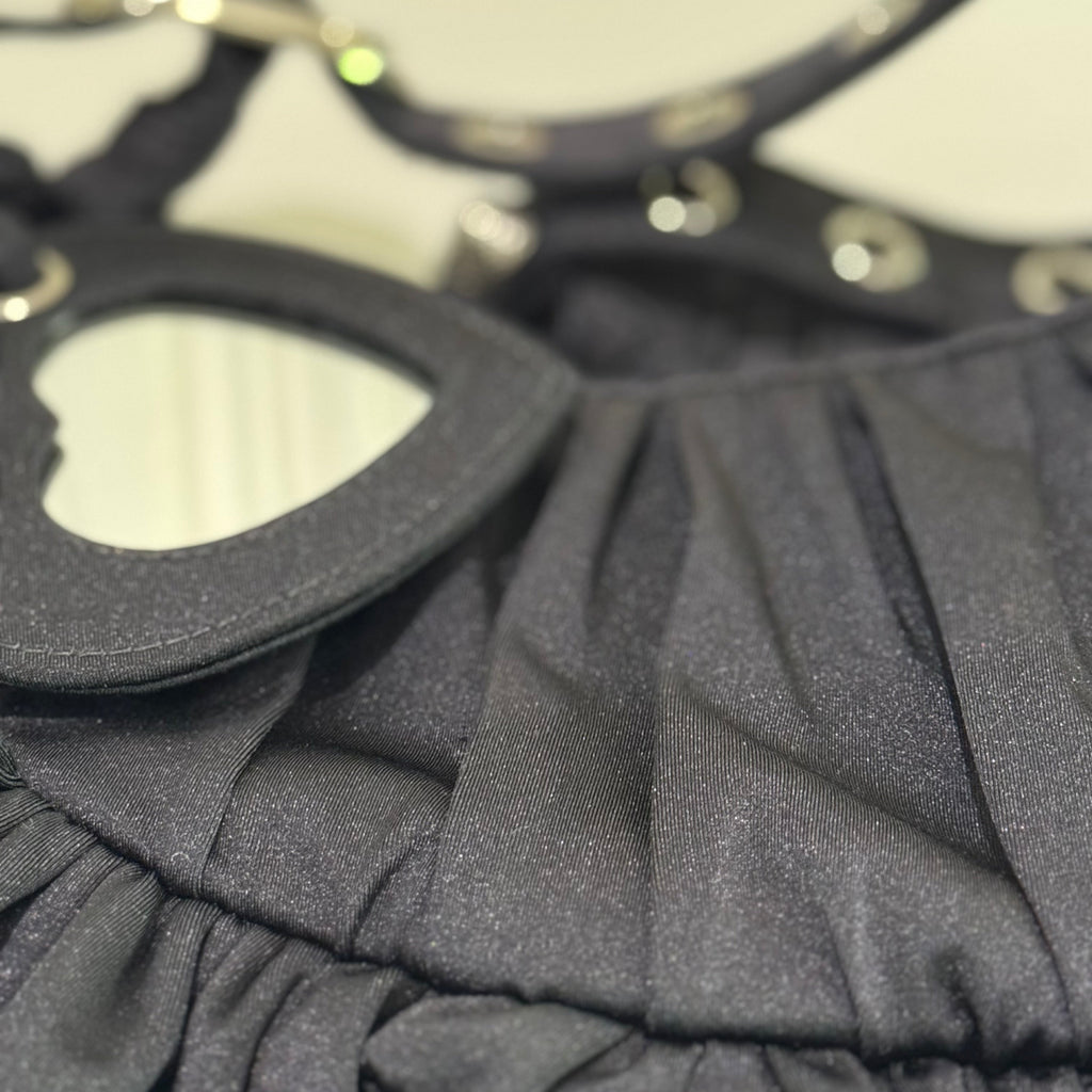 BALENCIAGA LE CAROLE RUFFLED ZIP NYLON MOTORCYCLE BAG