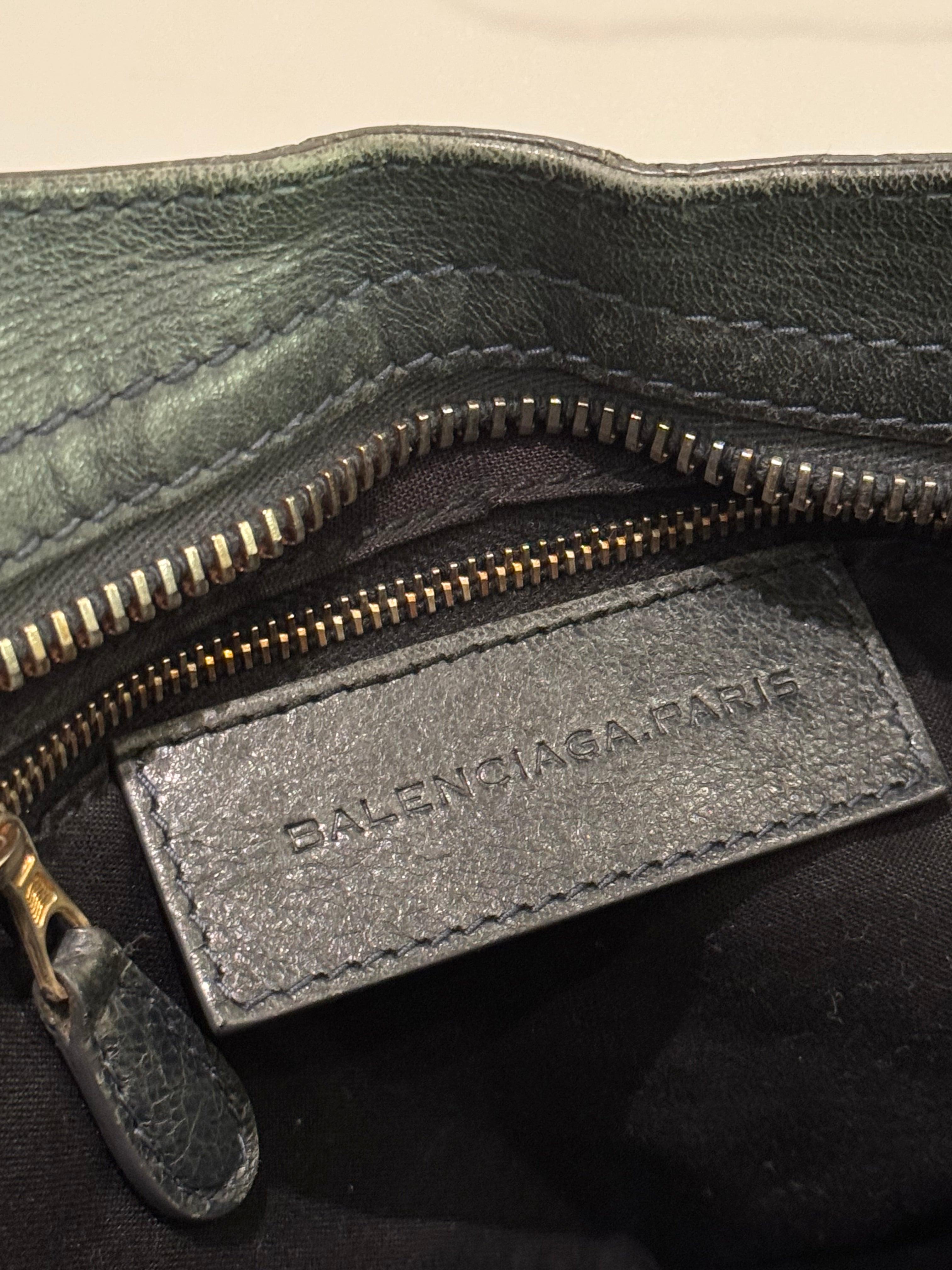 BALENCIAGA CITY BAG SMOKY GREY STUDDED MOTORCYCLE BAG