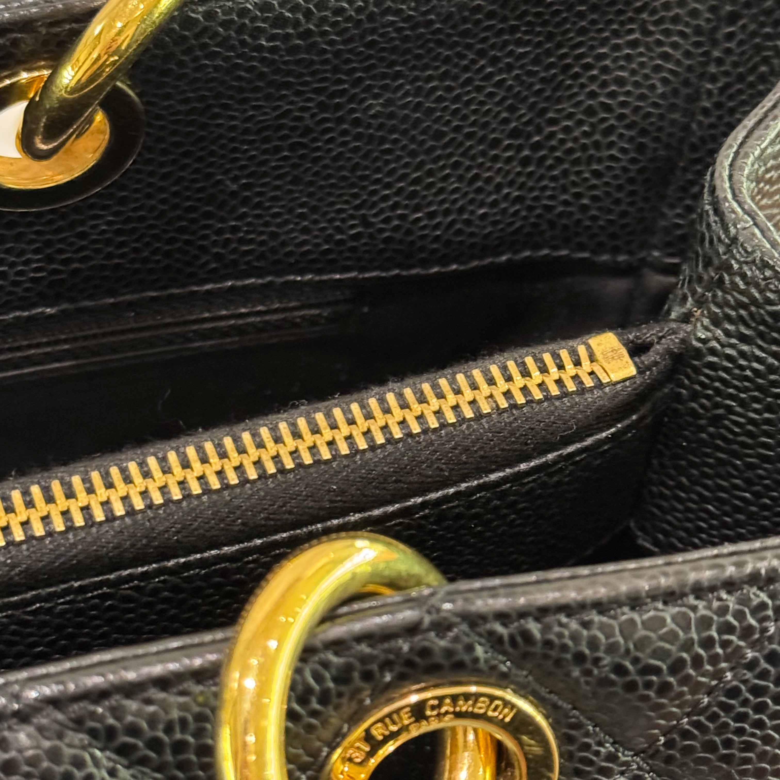 CHANEL GST CAVIAR LEATHER TOTE BLACK WITH GOLD HARDWARE