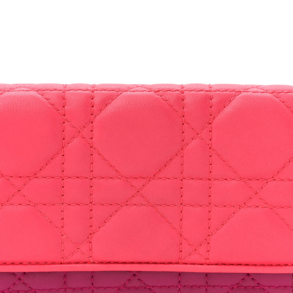 Lambskin Cannage Bi-Color Lady Dior Rendezvous Wallet On Chain Toxic Purple Pink