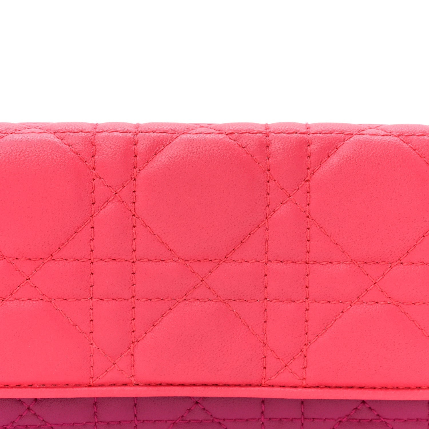 Lambskin Cannage Bi-Color Lady Dior Rendezvous Wallet On Chain Toxic Purple Pink