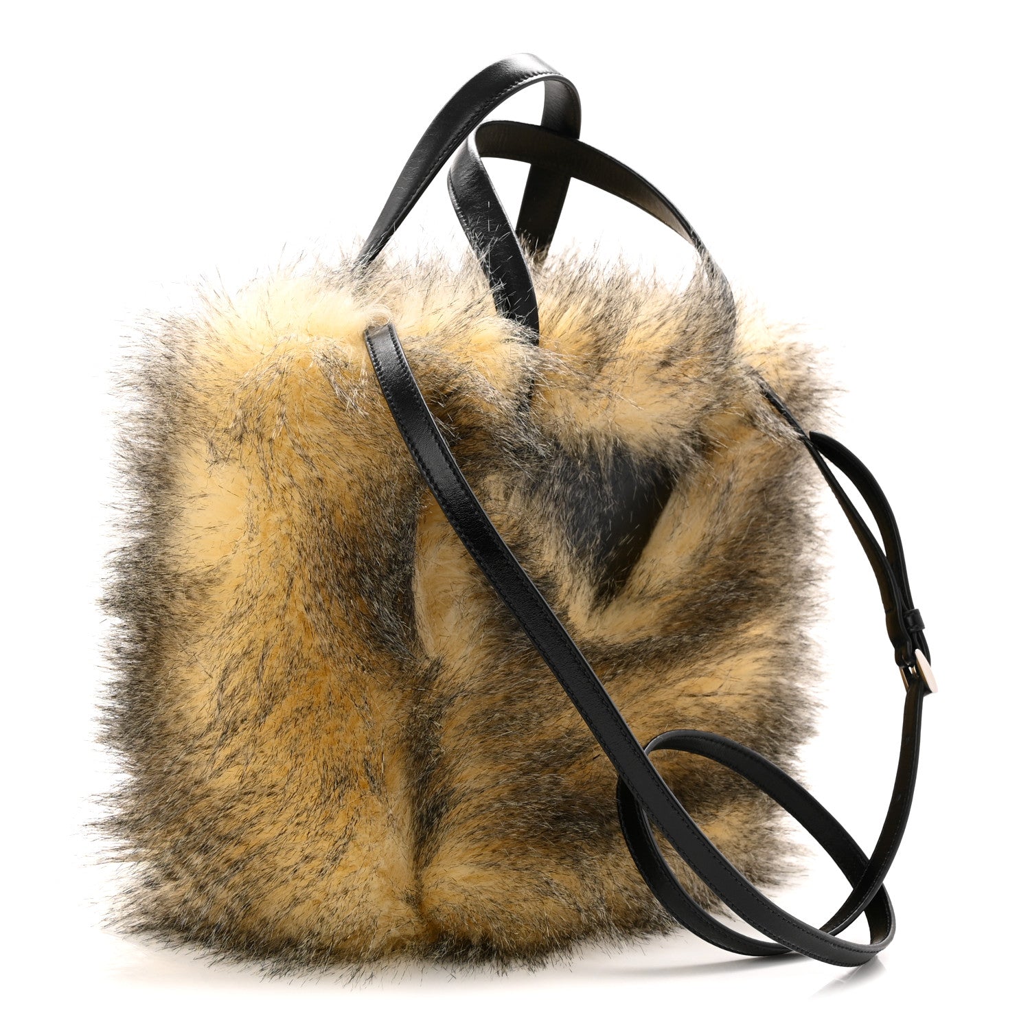 Aspen Vitello Faux Fur Tote Crema Black