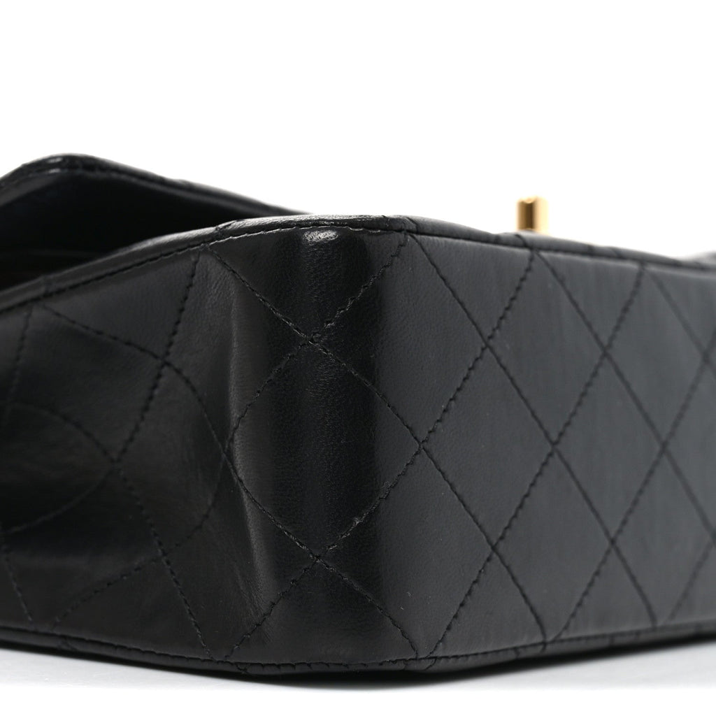 Lambskin Quilted Medium Double Flap Black