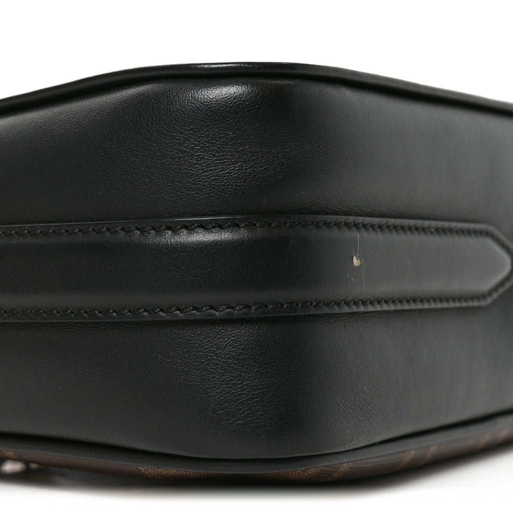 Glazed Fabric Vitello Century FF 1974 Stamp Patch Camera Case Mogano Panna Black