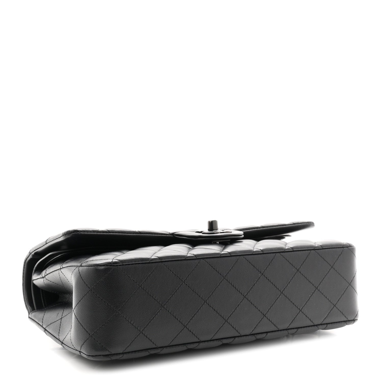 Lambskin Quilted Medium Double Flap So Black