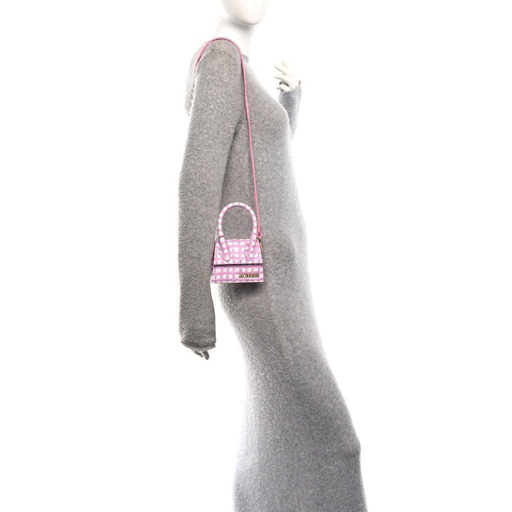Smooth Calfskin Check Printed Le Chiquito Pink White