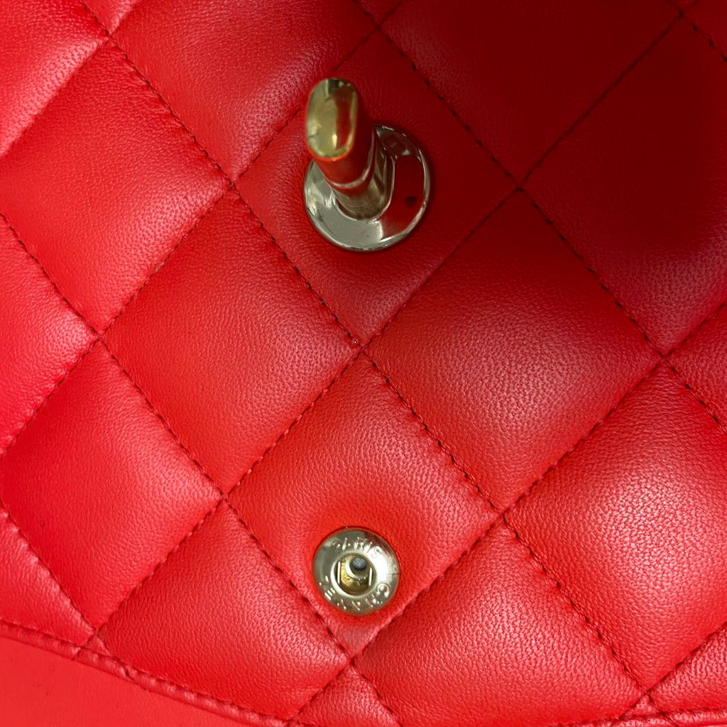 Chanel Classic Jumbo Double Flap Lamb Red 2017