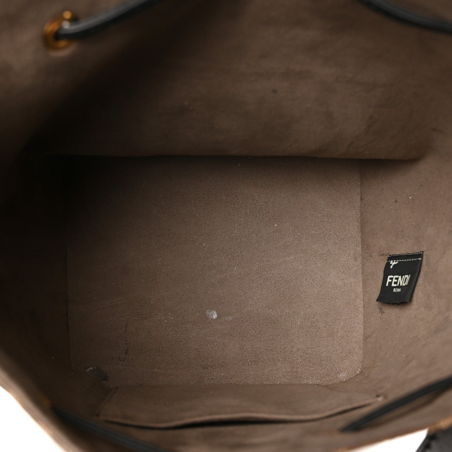 Glazed Fabric Vitello Grace F is Fendi FF 1974 Stamp Patch Grande Mon Tresor Bucket Bag Mogano Panna Black