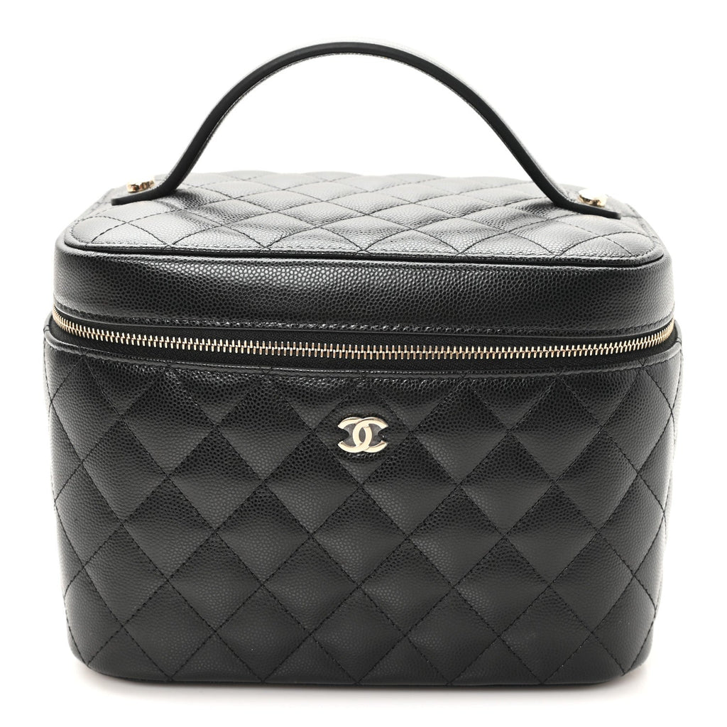 Caviar Quilted Large Vanity Pouch Black