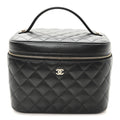 Caviar Quilted Large Vanity Pouch Black