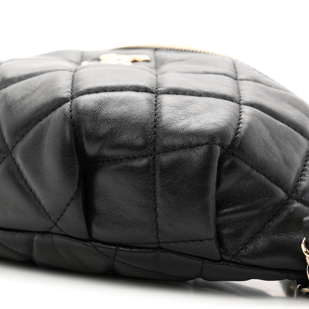 Lambskin Quilted Resin Bi-Color Waist Bag Fanny Pack Black