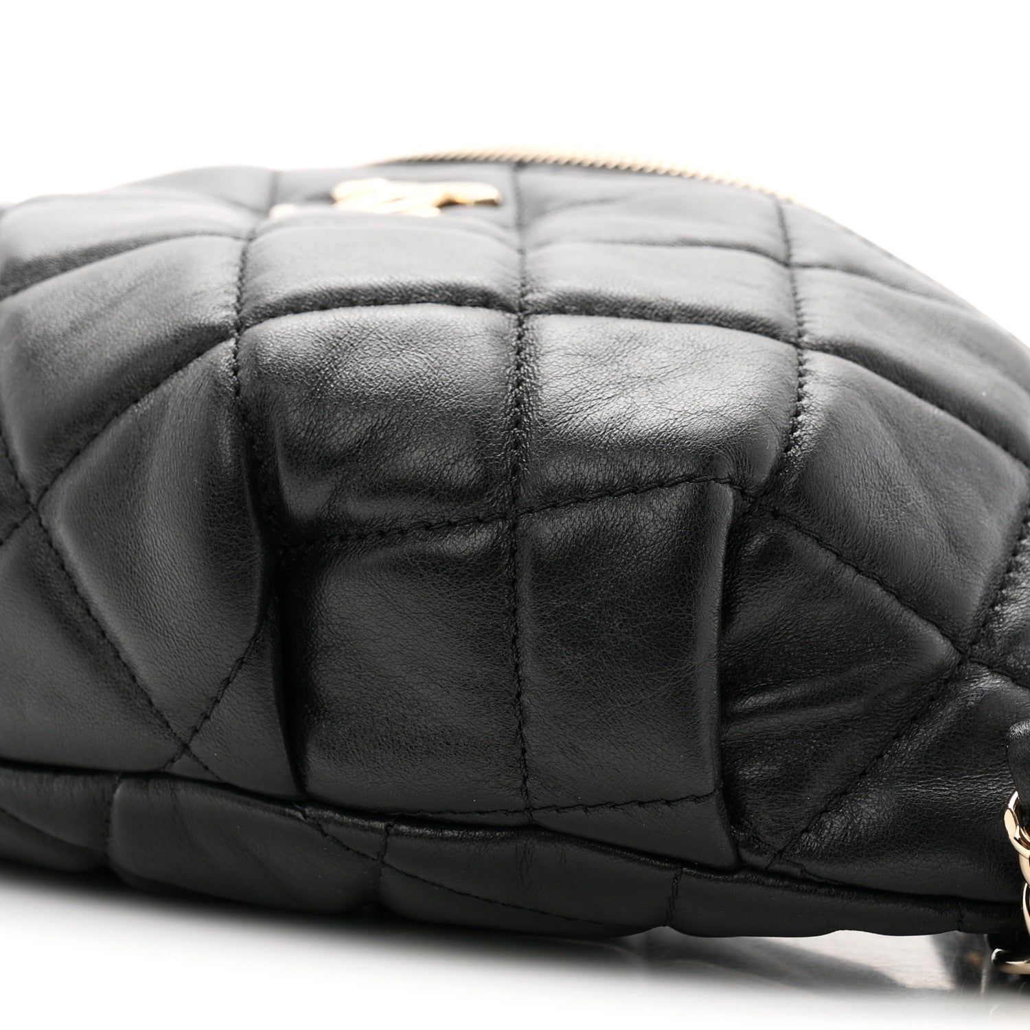 Lambskin Quilted Resin Bi-Color Waist Bag Fanny Pack Black