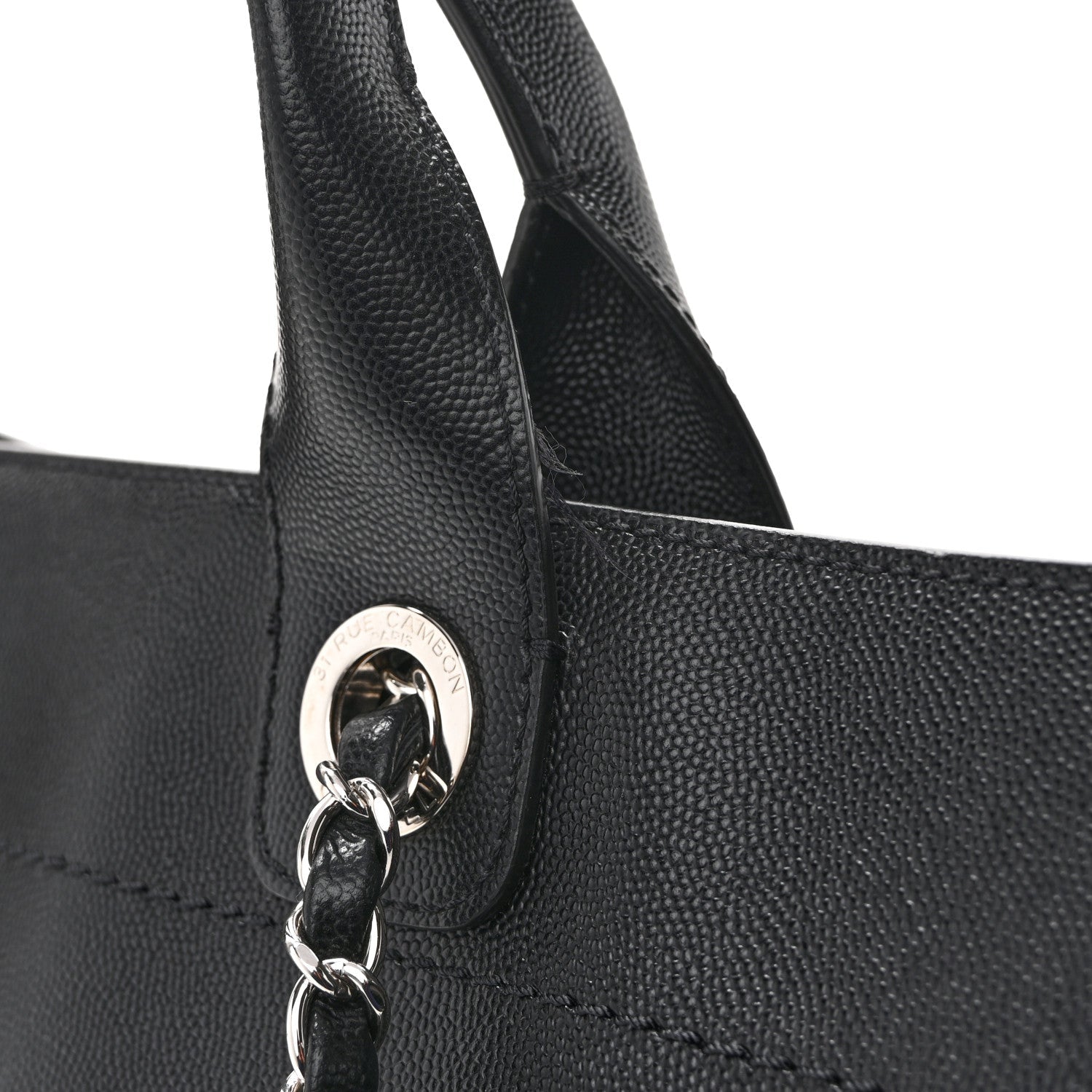 Caviar Medium Studded Deauville Tote Black